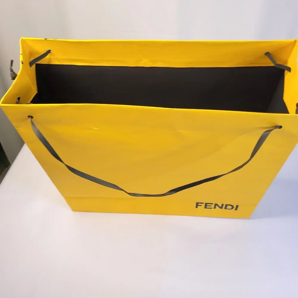 Authentic Fendi Large Yellow Paper Gift Shopping Bag